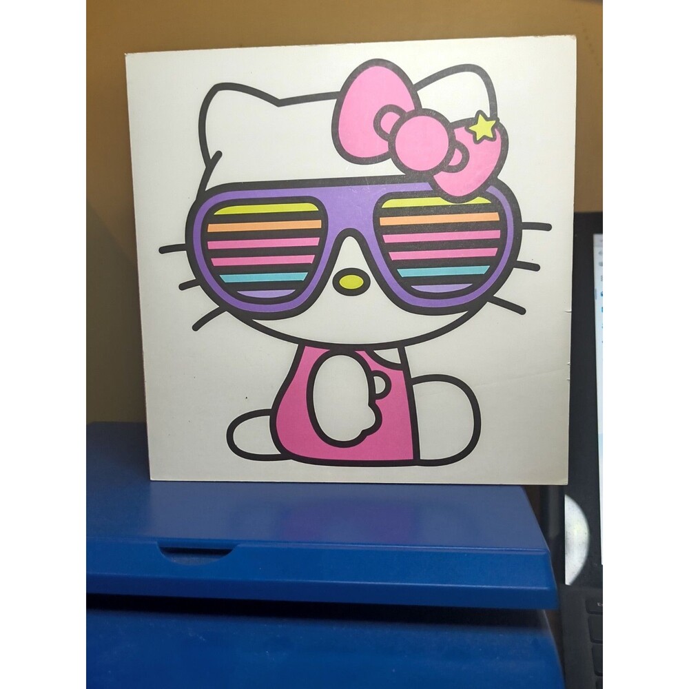Sanrio Hello Kitty Sunglasses Wooden Wall Art Plaque Sign Silver Buffalo 2023